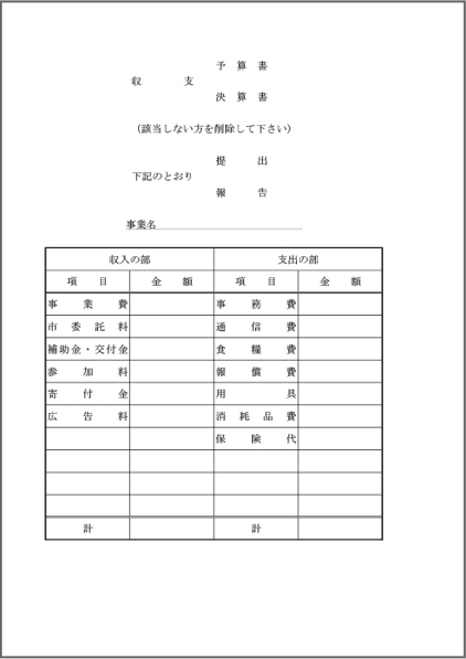 予算・決算書